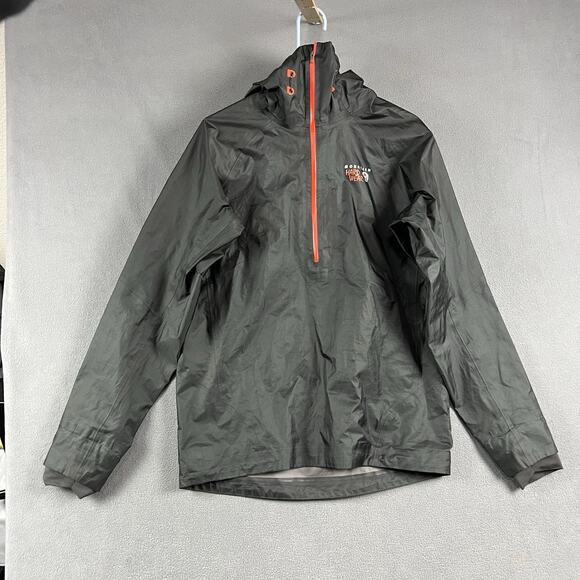 Mountain Hardwear Jacket Mens Medium Gray Quasar 1/2 Zip Dry Q Elite Hooded